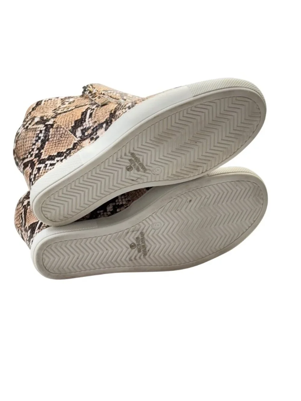Snakeskin Print Wedge Ankle Boots With Side Zipper & Rubber Sole